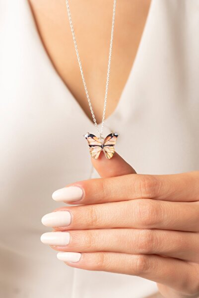 Violansia 925 Ayar Gümüş Mineli Kelebek Tasarımlı Kolye