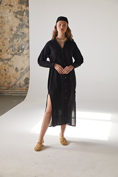 Handarte Nature Women's Cotton Tree Hand Printed Ethnic Shirt Dress