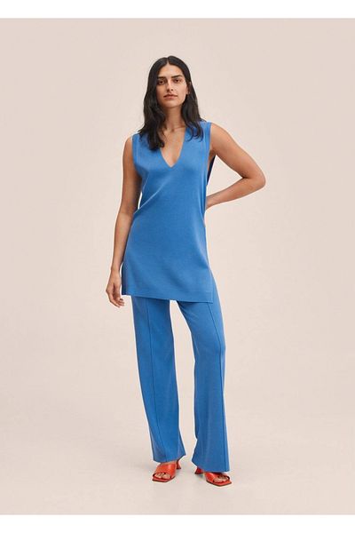 MANGO Woman Vestă cu fantă laterală