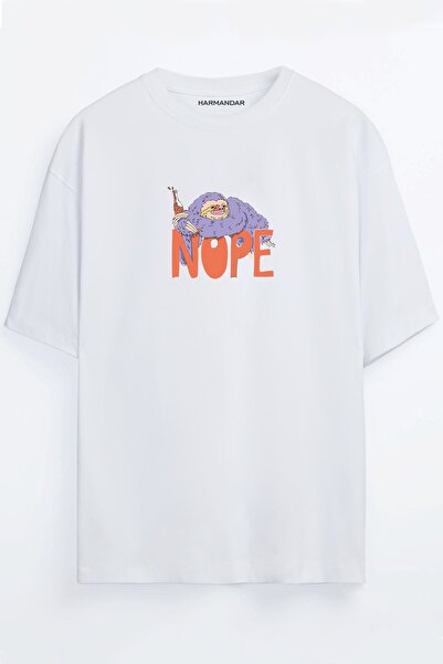 Harmandar Μπλουζάκι Nope Lazy Animal Unisex Μαύρο - Λευκό Oversize
