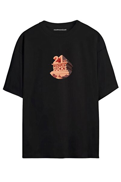 Harmandar 21st Century Sucks Unisex Crno - Belo Oversize kroj T-shirt
