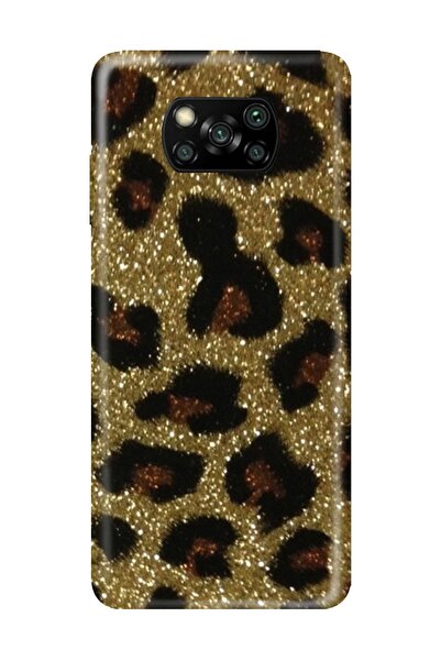PERAX Xiaomi Poco X3 Nfc Gold Sim Görünümlü Leopar Telefon Kılıfı Pocox3nfc-0...