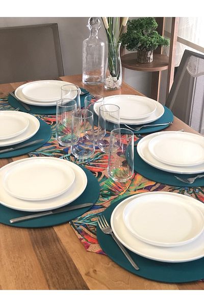 desen izmir American Service, 6-Piece Plate and Runner Devet Base Jute Floor
