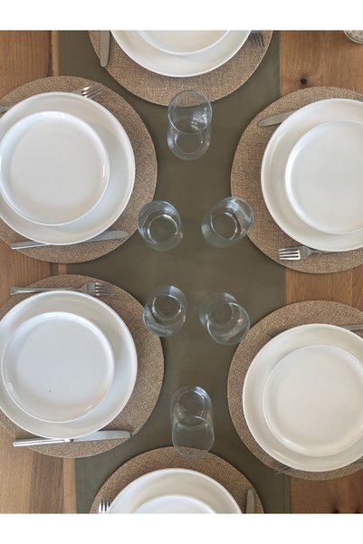 desenizmir Placemat, 6 Chargers and Jute Pattern Table Runner