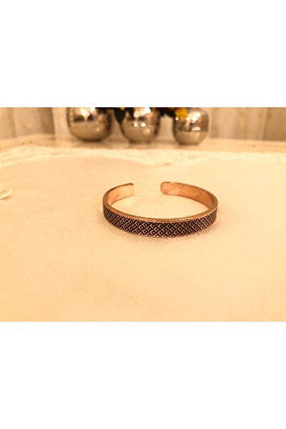 KAVELE Saf Bakır Bileklik Motifli Her Bileğe Uygun-Geçmeli Unisex
