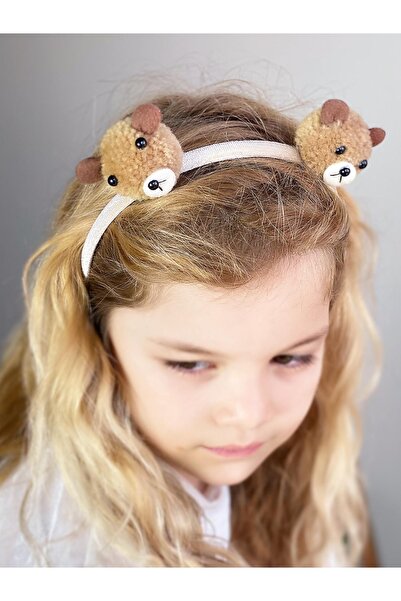 QUEEN AKSESUAR Coroană cu pompon de pluș cu ursuleț de pluș Coroană pentru co...