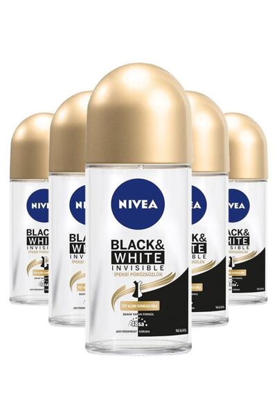 NIVEA Invisible Black White İpeksi Pürüzsüzlük Roll-on 50 ml 5 Adet