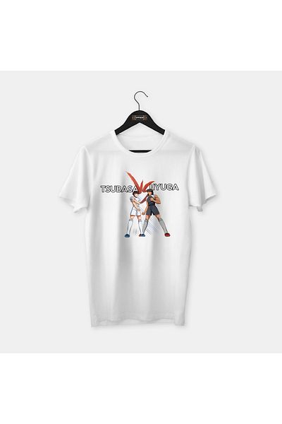 OFFSIDE CLOTHES Σειρά Tsubasa, Tsubasa Vs Hyuga, Ειδικό σχέδιο ποδοσφαίρου, Λευκό χτενισμένο βαμβακερό μπλουζάκι