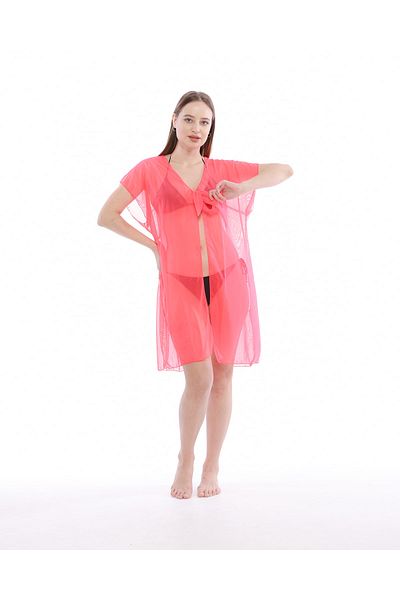 vawensea Women's Tie-Up Pareo Beach Dress Pomegranate Flower