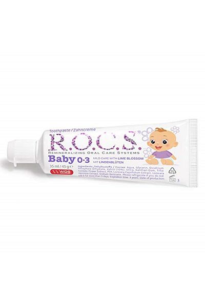 R.O.C.S. معجون أسنان للأطفال من عمر 0 إلى 3 سنوات بخلاصة الزيزفون وخالي من الفلورايد، عبوة واحدة
