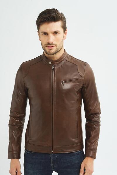 İkbal Felix Kahverengi Hakiki Deri Mont Erkek