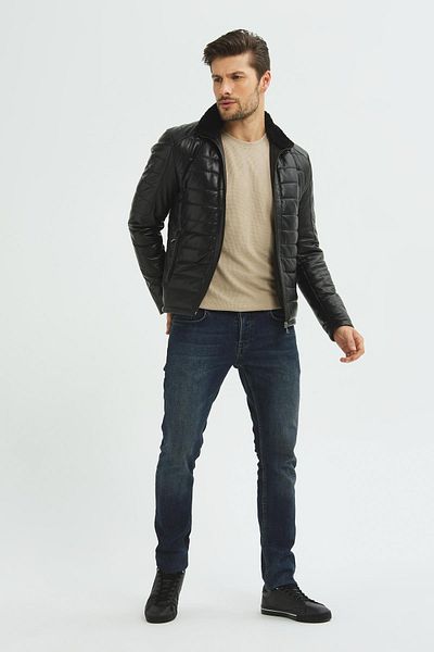 İkbal Eddy Black Genuine Leather Coat Men