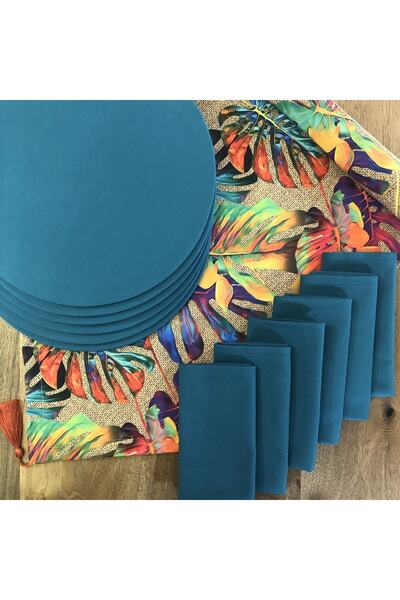 desen izmir Американська сервіровка, 6 підносів, 6 серветок і бігунок з джуту для підлоги Tk3