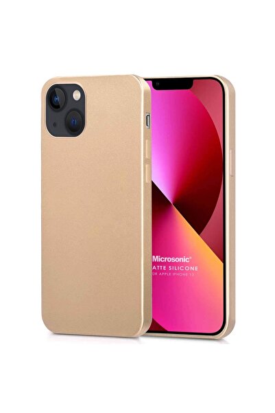 Microsonic Matte Silicone Apple Iphone 13 Kılıf Gold