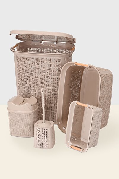 Tuffex Woow Serisi 5 Parça Banyo Seti - Kirli Sepeti ve Çamaşır Sepeti Setleri