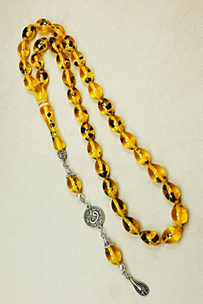 MidyatMelekSilver Fosilli Toz Kehribar Tesbih