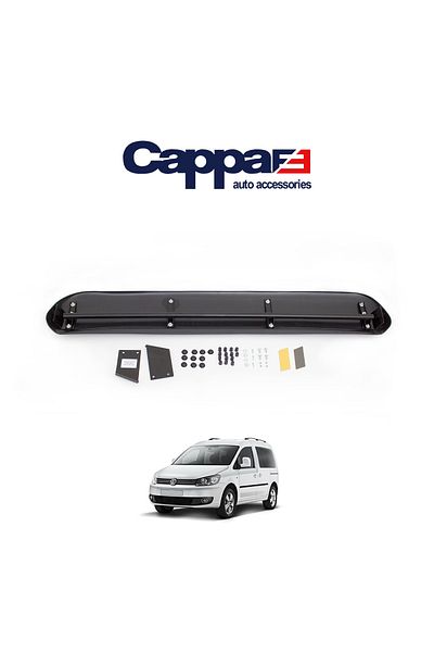 Cappafe Volkswagen Caddy Terek Piano Black Acrylic Visor Hat - Front Window Sunshade Visor 2010-2015