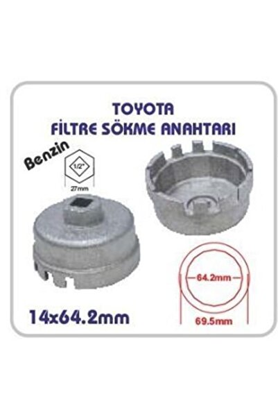 Hırdavat Garajı Toyota Yağ Filtre Sökme Anahtarı Benzinli 64.2 Mm 14 Köşe