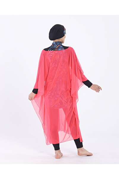 vawensea Women's Hijab Swimsuit V Neck Kaftan Pareo Pomegranate Flower