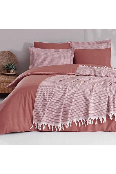 Altınbaşak Luxart Root Piped Double Duvet Set Root Terracotta