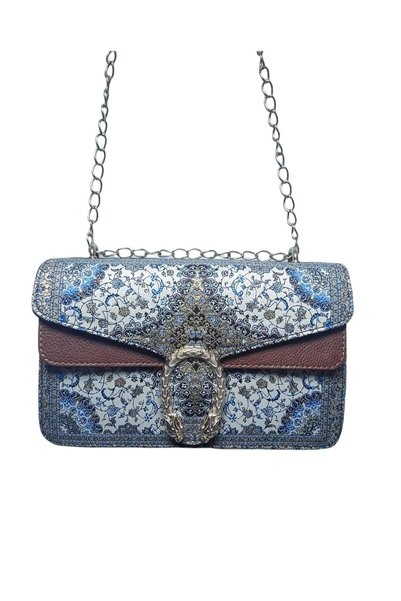 kapadokyahediyelik Large Size Authentic Bag with Woven Carpet Pattern