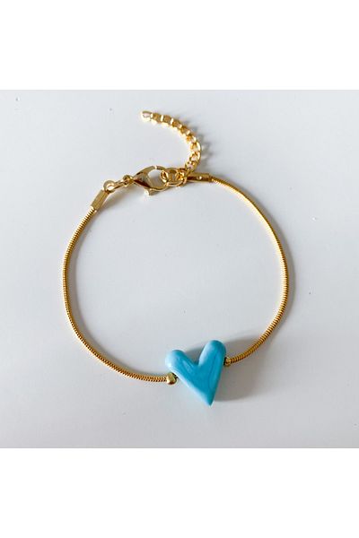 CHARMLUCKY Murano Blue Heart Bracelet