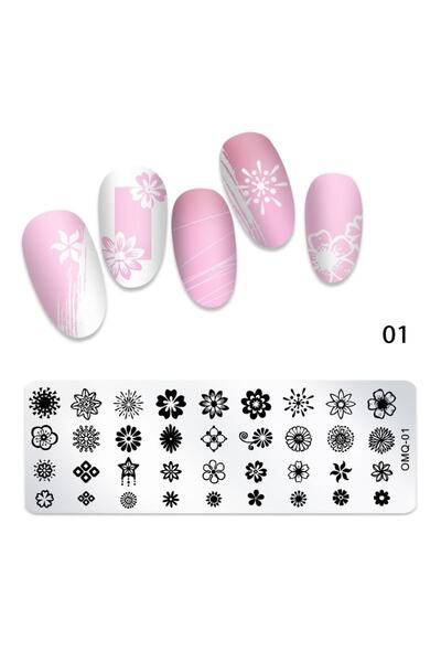 Beauty Box Geometrik Çiçek Stampa Plakası Tırnak Stampası Stamper Tırnak Süsl...