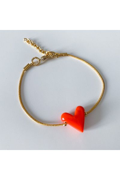 CHARMLUCKY Murano Orange Heart Bracelet