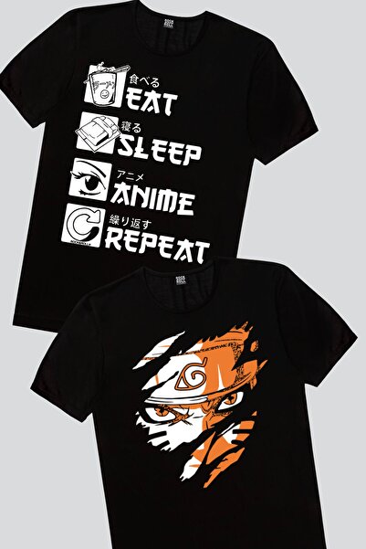 ROCKANDROLL تي شيرت نسائي هارد ناروتو، أولويز أنمي صديق للبيئة مكون من قطعتين