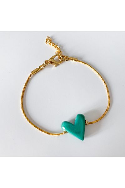 CHARMLUCKY Murano Green Heart Bracelet