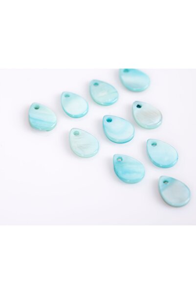 yfhobi 10 Adet- 12 Mm Damla Desenli Doğal Sedef Boncuk, Turkuaz Renk, Doğal T...