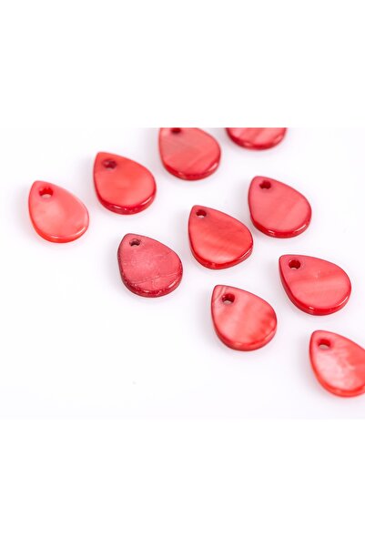 yfhobi 10 Adet- 12 Mm Damla Desenli Doğal Sedef Boncuk, Kırmızı Renk, Doğal T...