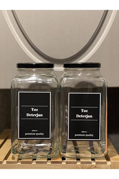 Genel Markalar Toz Deterjan Saklama Kavanozu Ikili Set Siyah Etiket 3000 ml C...