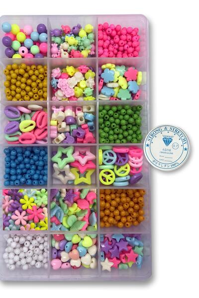 By MO Accessories Çocuklar Için Hobi Takı Yapma Seti Yılbaşı Hediyesi Hobi Kiti Bileklik Kolye Boncuk