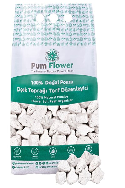 pum flower Peyzaj Toprağı 5 Litre, Ponza Taşı 3-6 Cm Beyaz Ponza