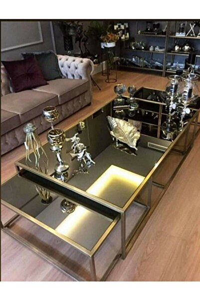 atolly design Metal Gold 3 Lü Ayrılabilen Orta Sehpa