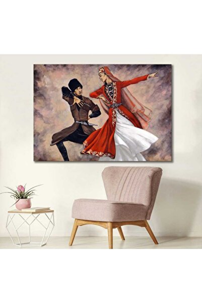 Srck2 - Çerkes Dansçılar, Çerkez Dansı, Kafkas Dansı Yağlı Boya Görünümlü Kanvas Tablo