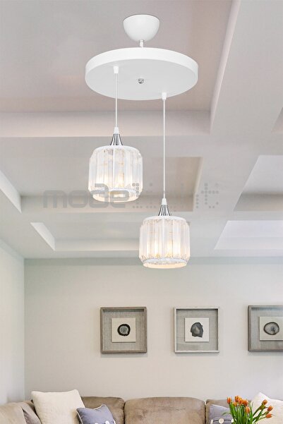 lumenistanbul Haliç 2li Çember Sarkıt Beyaz / Krom