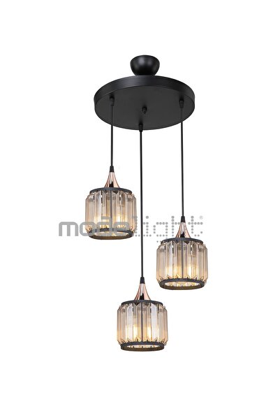 lumenistanbul Haliç 3lü Çember Avize Siyah / Bakır