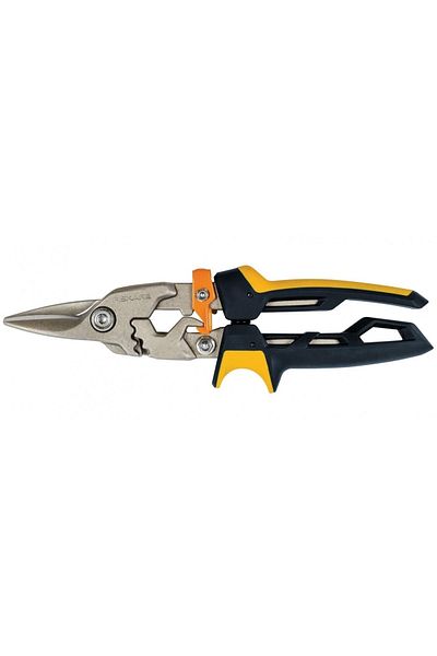 FiSKARS 1027207 Powergear Metal - Straight Cut Sheet Metal Cutting Scissors