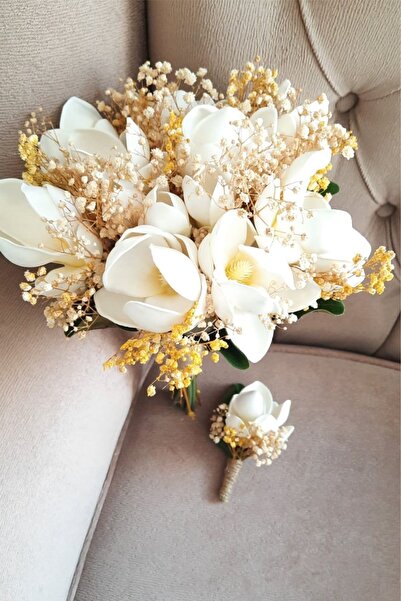 Lotus Hediye Manolya Gelin Çiçeği (gelin Buketi)