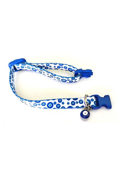 Ayz Aksesuar Cat Collar with Evil Eye Bead Pattern, Handmade, Special Production, Size 17cm-28cm