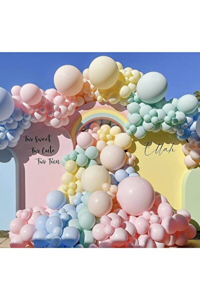 Çemrek Süs Parti Makaron Balon Zinciri Seti 120 Adet Balon Pompa ve Zincir