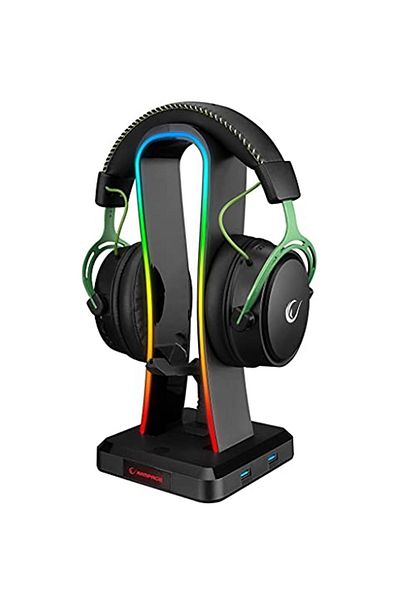 Rampage Rm-H77 X-Base Black Rgb Illuminated 4-Usb Port Stand for Headphones