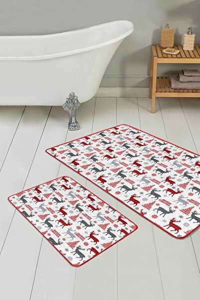 Realhomes مجموعة سجادات الحمام والمطبخ المكونة من قطعتين بتصميم رقمي مطبوع من...