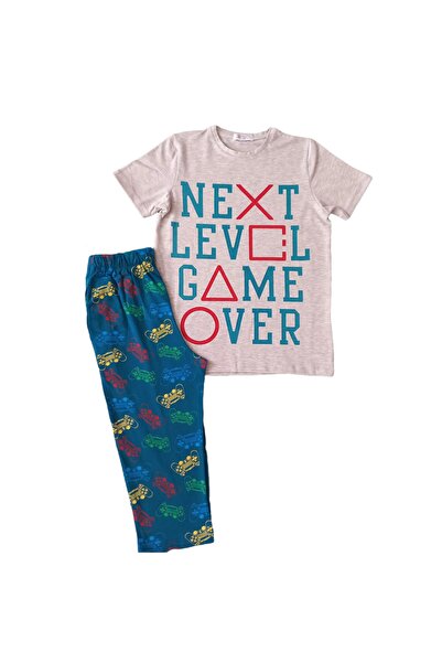 Newteam Set de pijamale Capri cu mâneci scurte cu model pentru băieți