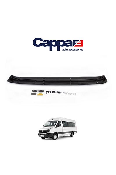 Cappafe Volkswagen Crafter 2012-2017 Terek Piano Black Acrylic Visor Hat - Windshield Sunshade Visor
