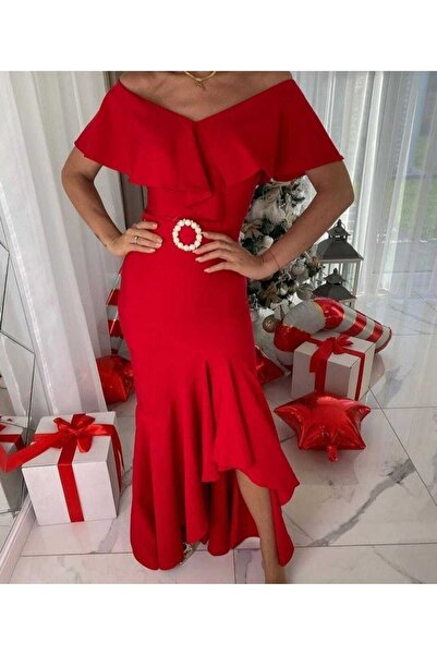 Secret Passion Lingerie Rochie roșie din țesătură flexibilă, guler și fustă, ...