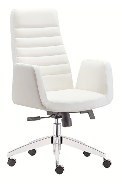Bintaş Mobilya Beyaz Deri Ofis Yönetici Koltuğu