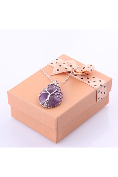 OSMANLI DEĞERLİ TAŞ قلادة قطرة من حجر الجمشت الطبيعي المعتمد مع سلسلة فضية - ...